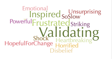 Figure 1: Word cloud of audience and panelist reactions to the movie.